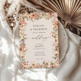 ワイルドフラワーテラコッタフローラウォーター結婚カラー 招待状