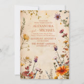 ワイルドフラワーテラコッタフローラウォーター結婚カラー 招待状 (正面)