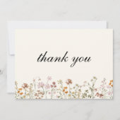 ワイルドフラワーテラコッタベージュボホ結婚ズ サンキューカード (正面)