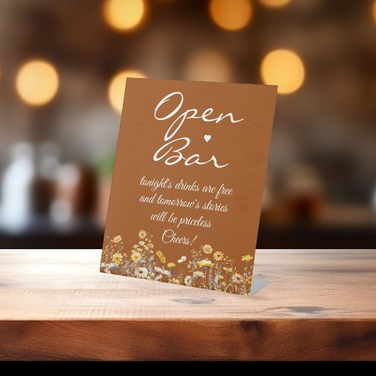 ワイルドフラワーテラコッタ署名スクリプトオープンバー 台座サイン