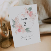 ワイルドフラワーテーブル番号カードテンプレート、ミニマリスト 招待状