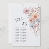 ワイルドフラワーテーブル番号カード座席表 招待状 (正面)