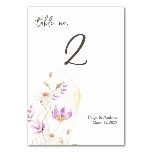 ワイルドフラワーテーブル番号カード テーブルナンバー (正面)
