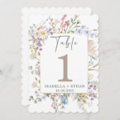 ワイルドフラワーテーブル番号テンプレート 招待状 (正面/裏面)