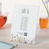 ワイルドフラワーテーブル番号(ゲストとqrコード付き) 台座サイン (インサイチュ)