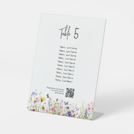 ワイルドフラワーテーブル番号（ゲストとqrコード付き） 台座サイン