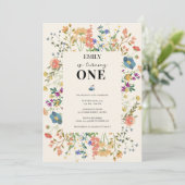 ワイルドフラワーテーマガールファースト誕生日 招待状 (スタンド正面)