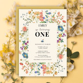 ワイルドフラワーテーマガールファースト誕生日 招待状