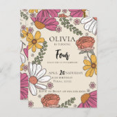 ワイルドフラワーテーマガール誕生日 ポストカード (正面/裏面)