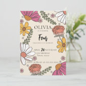 ワイルドフラワーテーマガール誕生日 招待状 (スタンド正面)