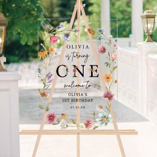 ワイルドフラワーテーマガール1stバースデーウェルカム アクリルサイン