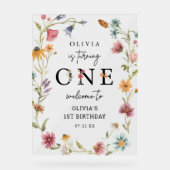 ワイルドフラワーテーマガール1stバースデーウェルカム アクリルサイン (正面)