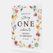 ワイルドフラワーテーマガール1stバースデーウェルカム アクリルサイン (傾斜)