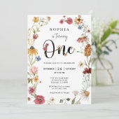 ワイルドフラワーテーマガール1st誕生日招待状 招待状 (スタンド正面)