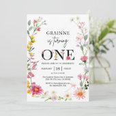 ワイルドフラワーテーマガール1st誕生日招待状 招待状 (スタンド正面)