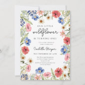 ワイルドフラワーテーマガール1st誕生日招待状 招待状 (正面)