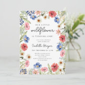 ワイルドフラワーテーマガール1st誕生日招待状 招待状 (スタンド正面)
