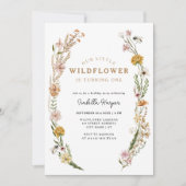 ワイルドフラワーテーマガール1st誕生日 招待状 (正面)