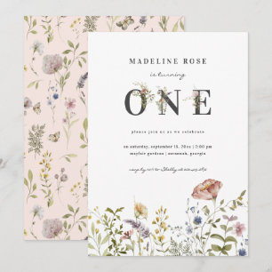 ワイルドフラワーテーマガール1st誕生日 招待状