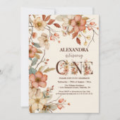 ワイルドフラワーテーマガール1st誕生日 招待状 (正面)