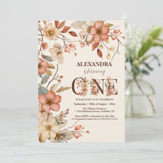 ワイルドフラワーテーマガール1st誕生日 招待状 (スタンド正面)