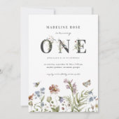 ワイルドフラワーテーマガール1st誕生日 招待状 (正面)