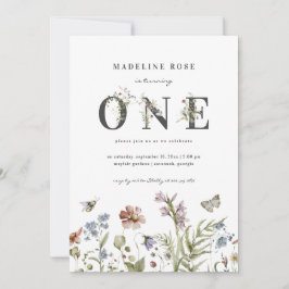 ワイルドフラワーテーマガール1st誕生日 招待状