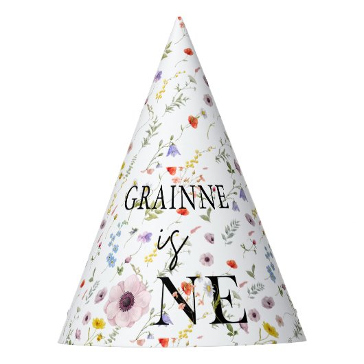 ワイルドフラワーテーマバースデーパーティワイルドワン パーティーハット (正面)