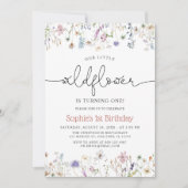 ワイルドフラワーテーマベビーガール1st誕生日 招待状 (正面)