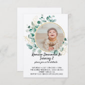 ワイルドフラワーテーマボーイセカンド誕生日招待状カード エンクロージャーカード (正面/裏面)