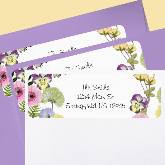 ワイルドフラワーテーマ差出人住所ラベル ラベル