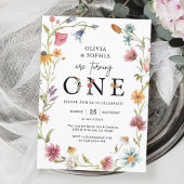 ワイルドフラワーテーマ第1ツインズバースデーパーティー 招待状