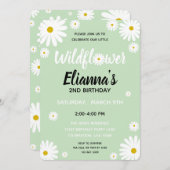 ワイルドフラワーデイジーガール誕生日招待状 招待状 (正面/裏面)