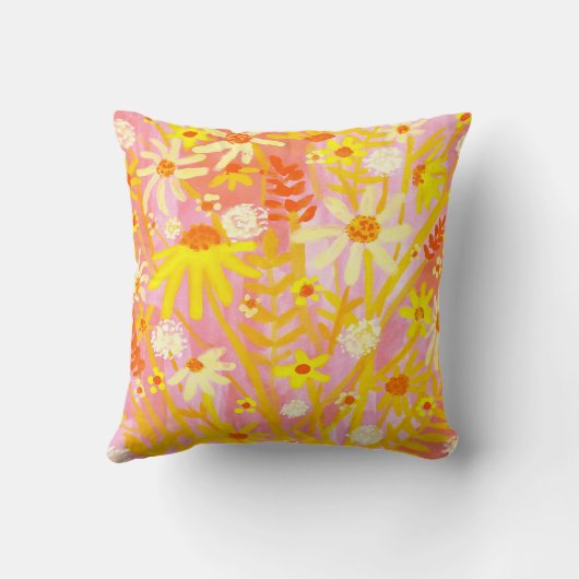 ワイルドフラワーデイジーブーケウォーター絵画カラー クッション (裏面)