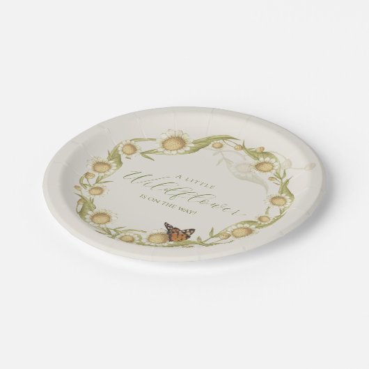 ワイルドフラワーデイジーベビーイン開花ベビーシャワー ペーパープレート (アングル)