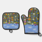 ワイルドフラワーデイジー 鍋つかみ&鍋敷きセット (正面)