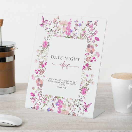ワイルドフラワーデイトナイトアイディアブライダルシャワー 台座サイン (インサイチュ)