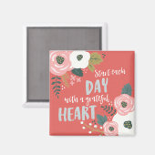 ワイルドフラワーデイドリームス – 感謝のハートタイポグラフィ マグネット (正面/裏面)