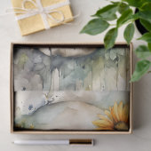 ワイルドフラワーデクページ付き水色スカル 薄葉紙 (ギフト)