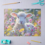 ワイルドフラワーデコペカラフルージのかわいい子羊 薄葉紙 (クラフト)