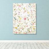ワイルドフラワーデザインシルク素材c.1790 (w/c) キャンバスプリント (インサイチュ (ウッドフロア))