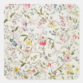 ワイルドフラワーデザインシルク素材c.1790 (w/c) スクエアシール (正面)