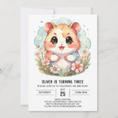 ワイルドフラワーデジタルハムスター誕生日 招待状 (正面)