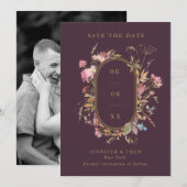 ワイルドフラワーナス&金ゴールドフレ結婚ームの写真 セーブザデート (正面/裏面)