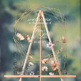 ワイルドフラワーナチュラル花模様結婚ズ アクリルサイン