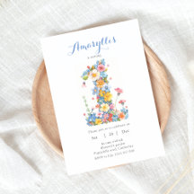 ワイルドフラワーナンバー1誕生日招待状