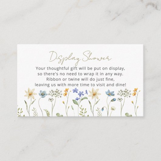 ワイルドフラワーニュートラル赤ちゃんシャワー表示シャワー エンクロージャーカード (正面)