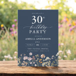 ワイルドフラワーネイビーブルーガーデンフローラ30th誕生日 招待状<br><div class="desc">庭祝フローラ書道30歳の誕生日の招待とスタイルで、マイルストーンのイベントに最適。フローラ鮮やかデザインと書エレガント道を取り揃え、お客様のお祝いにお洒落より洗練されたトーンを設定。緑豊かな庭園のテーマは、自然美しいと優雅なタイポグラフィを融合し、時代を超越した魅力的な外観を作り出す。屋外や庭園をテーマにした集まりに最適で、この特別な日々の喜びを見事に捉え、30歳の誕生日の祭りに参加するゲストの興奮を保証する。</div>