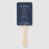 ワイルドフラワーネイビーホワイトボタニカルフローラプログラム ハンドファン (正面)