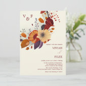 ワイルドフラワーネームイニシャル秋の結婚式 招待状 (スタンド正面)